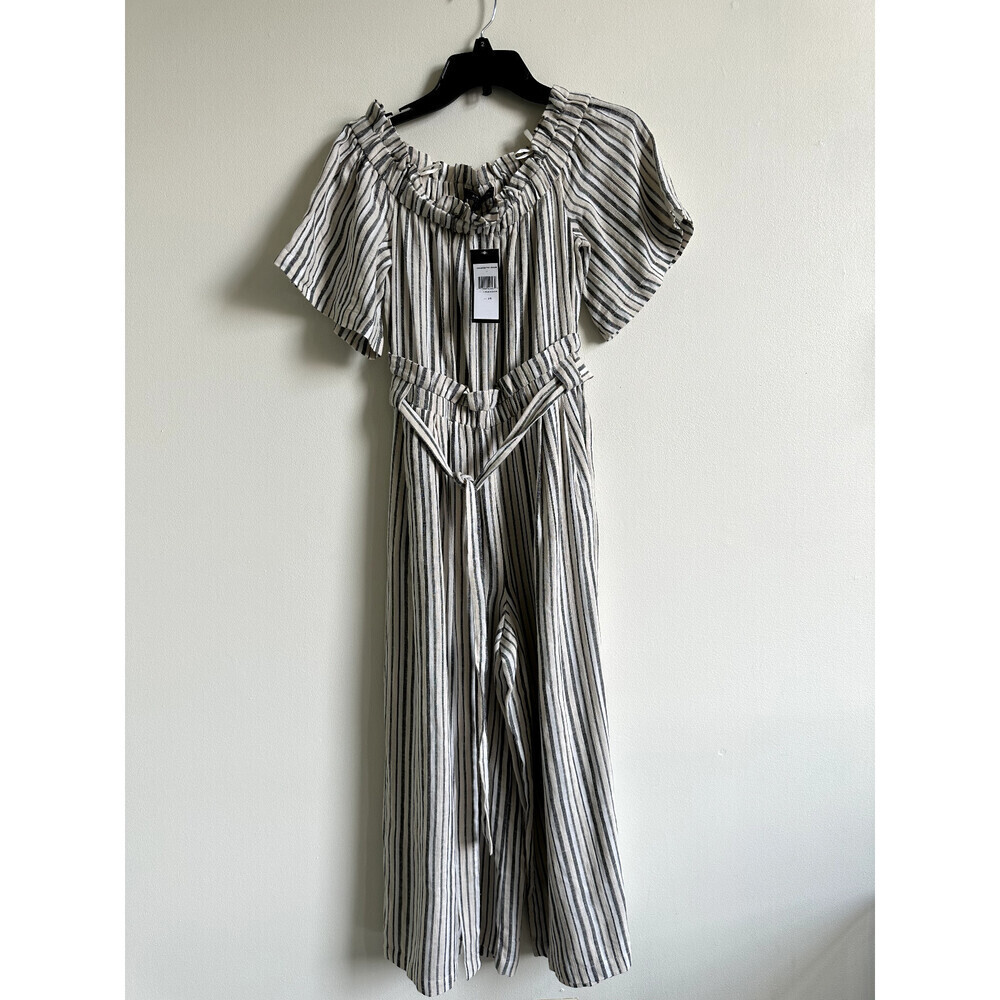 BCBGMAXAZRIA Women's Off The Shoulder Romper jumpsuit Striped Size XS $308